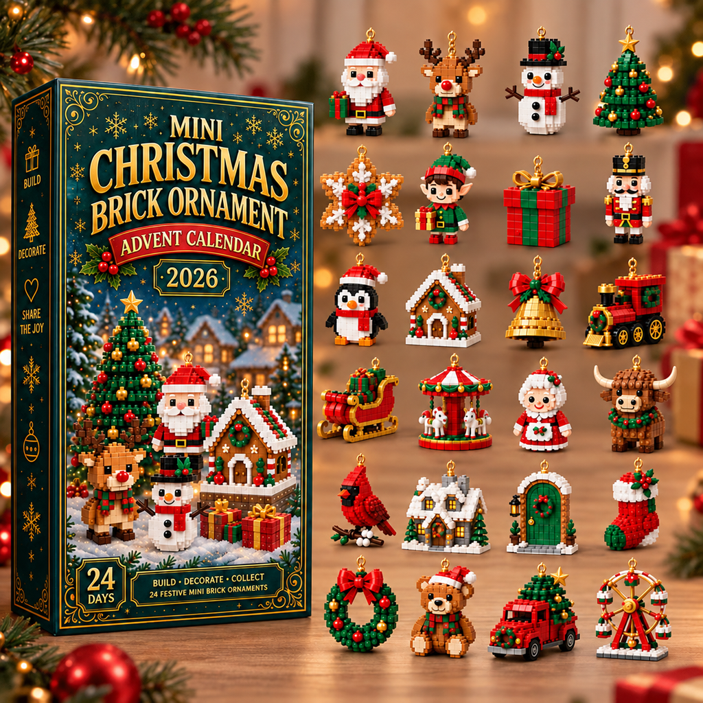 🎄🧱 SVOZK® Build & Hang Christmas Countdown – 24 Mini Holiday Brick Ornaments